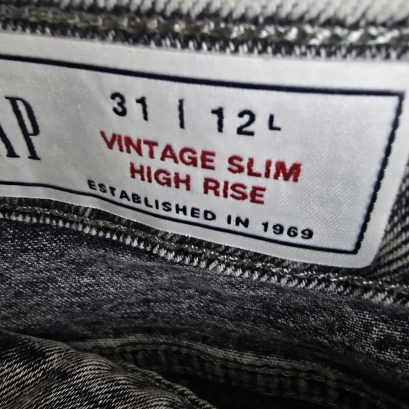 Gap Vintage Slim High Rise Gray Stonewashed Jeans Sz 31/12L - Picture 8 of 8